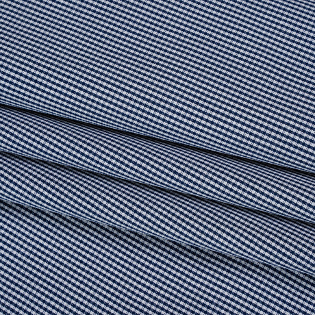 Cotton Shirting - Midnight Blue and White Tiny Checks - Deadstock