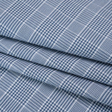 Cotton Oxford Shirting - Blue and White Glen Plaid - Deadstock