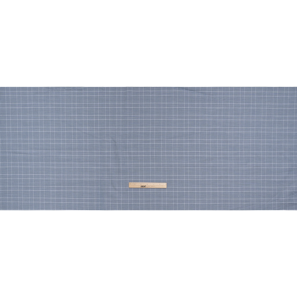 Cotton Oxford Shirting - Blue and White Glen Plaid - Deadstock