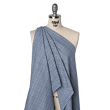 Cotton Oxford Shirting - Blue and White Glen Plaid - Deadstock