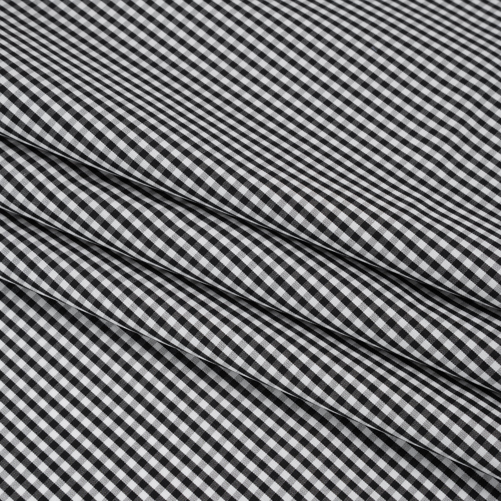 Cotton Gingham Shirting - Black and White Little Checks - Deadstock