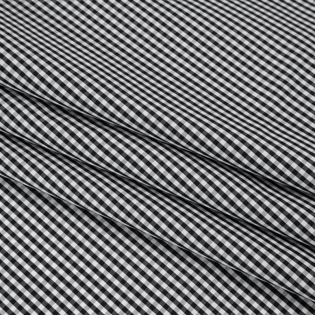 Cotton Gingham Shirting - Black and White Little Checks - Deadstock