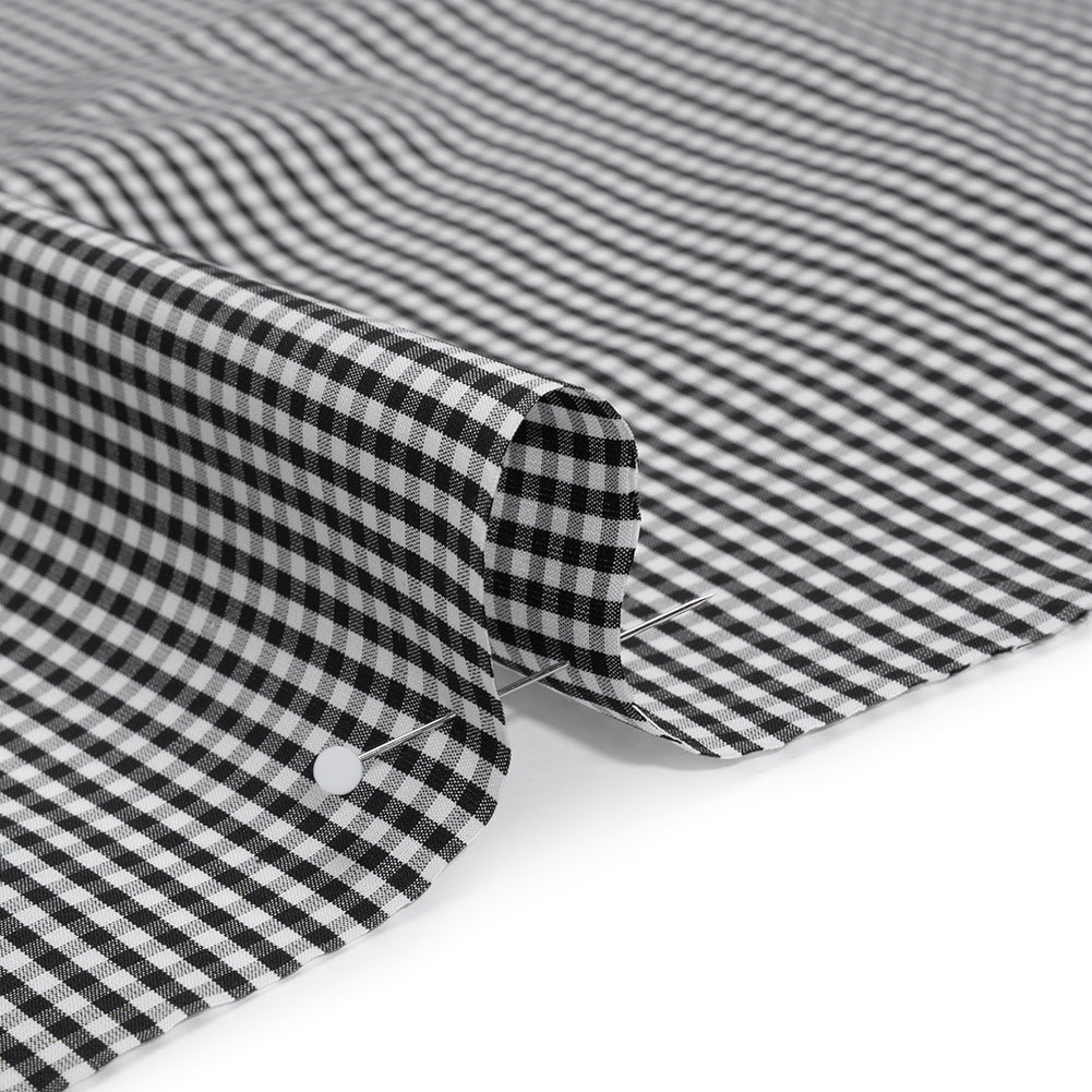 Cotton Gingham Shirting - Black and White Little Checks - Deadstock