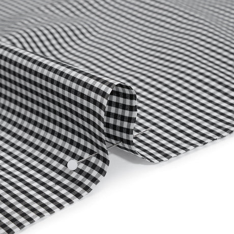 Cotton Gingham Shirting - Black and White Little Checks - Deadstock