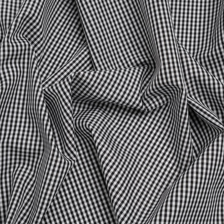 Cotton Gingham Shirting - Black and White Little Checks - Deadstock