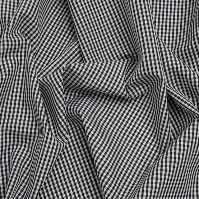 Cotton Gingham Shirting - Black and White Little Checks - Deadstock