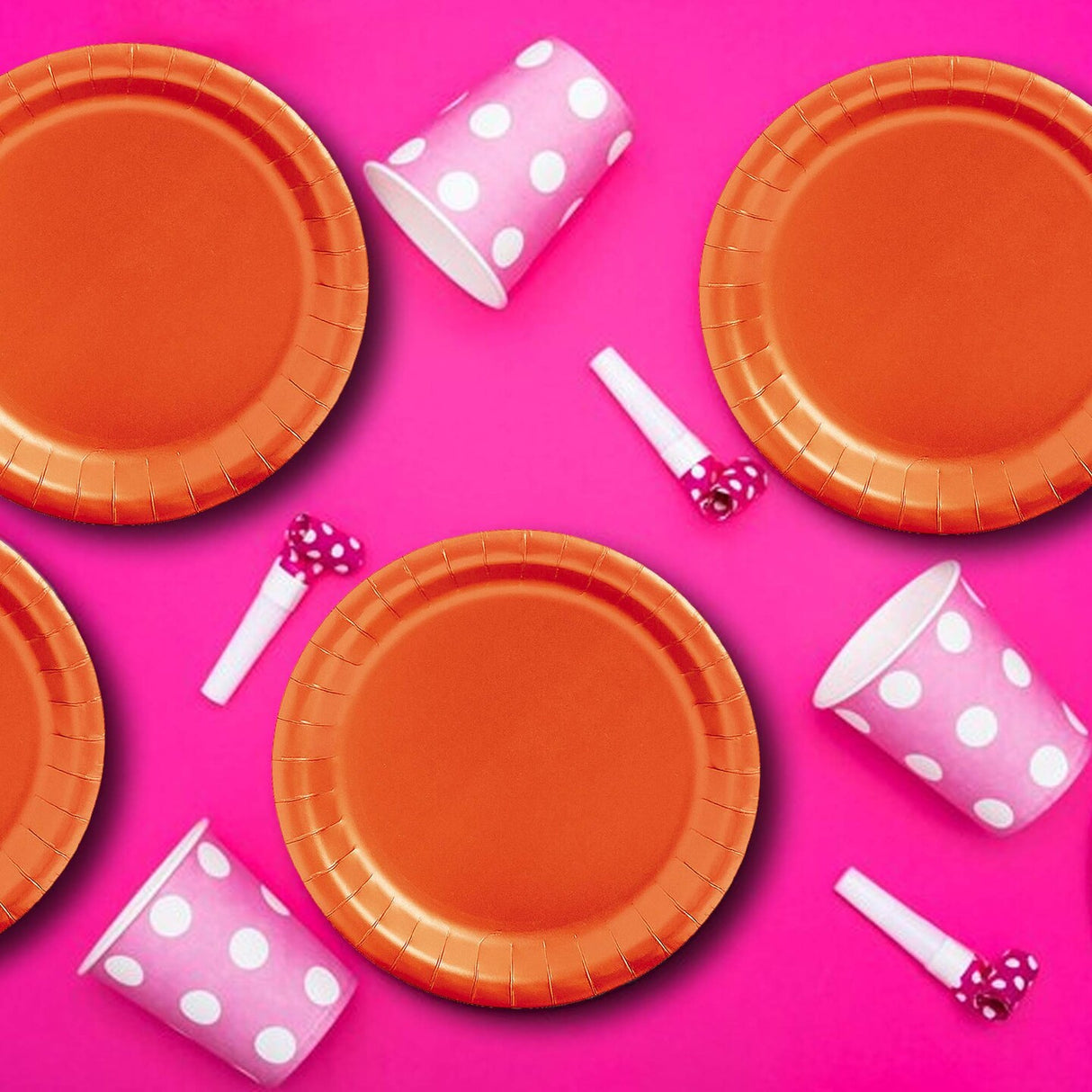 24 Count Orange Color Dessert Plates for Halloween or Summer 7"