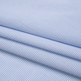 Cotton Shirting - Light Blue and White Little Windowpane Checks - Designer Deadstock