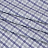 Cotton Herringbone Twill Shirting - Blue, Gray and White Tattersall Check - Deadstock