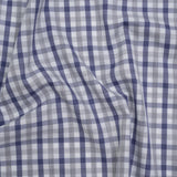 Cotton Herringbone Twill Shirting - Blue, Gray and White Tattersall Check - Deadstock