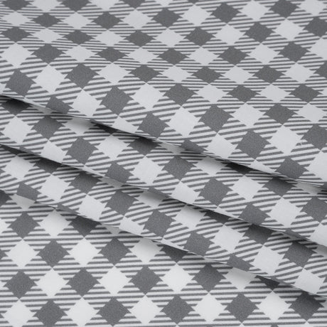Cotton Shirting - White and Gray Faux Twill Check - Deadstock