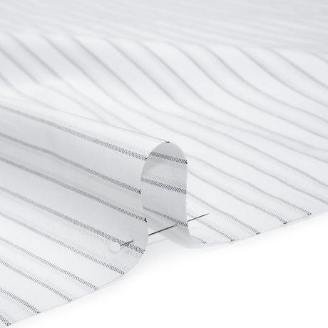 Cotton Oxford Shirting - Navy Blue, Pale Gray and White Shadow Stripes - Deadstock