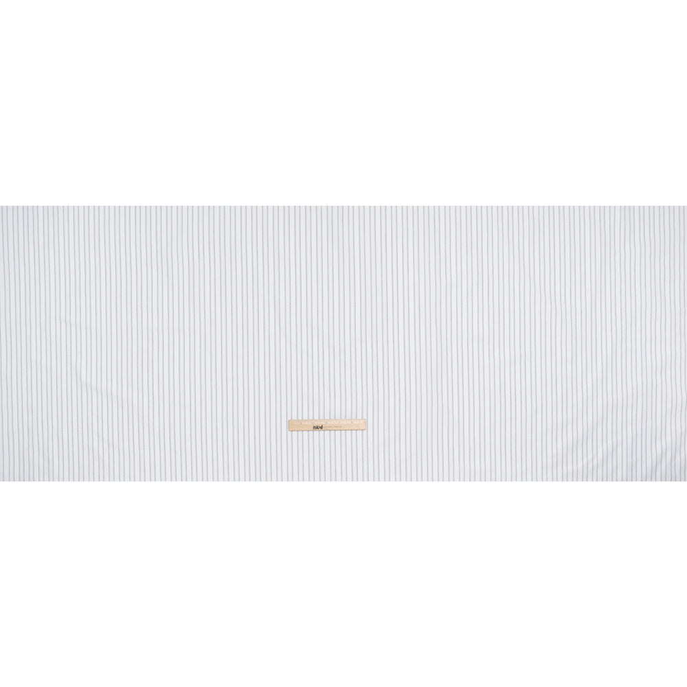 Cotton Oxford Shirting - Navy Blue, Pale Gray and White Shadow Stripes - Deadstock