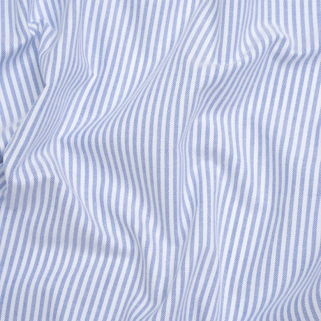Cotton Oxford Shirting - Strong Blue and White Candy Stripes - Deadstock
