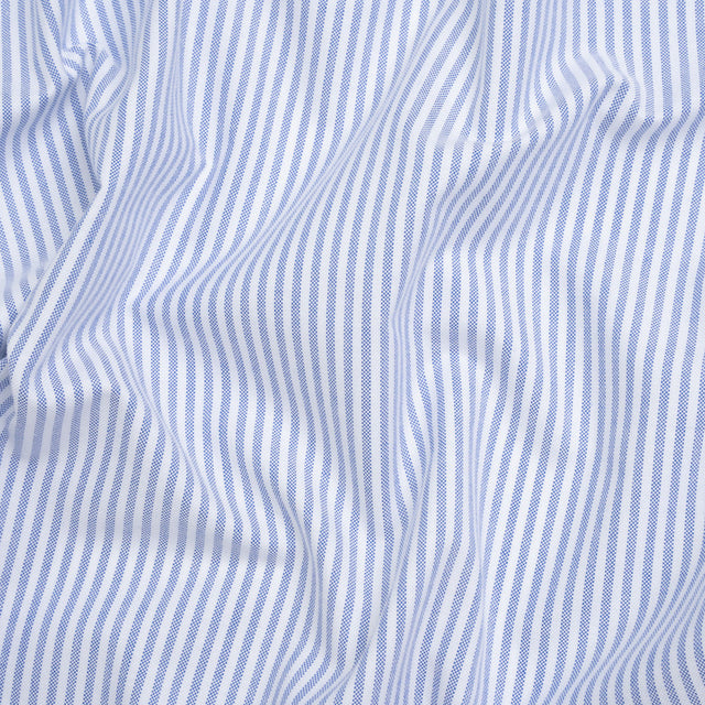 Cotton Oxford Shirting - Strong Blue and White Candy Stripes - Deadstock