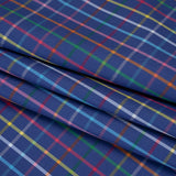 Cotton Twill Shirting - Blue and Rainbow Windowpane Checks - Deadstock