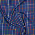 Cotton Twill Shirting - Blue and Rainbow Windowpane Checks - Deadstock