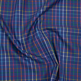 Cotton Twill Shirting - Blue and Rainbow Windowpane Checks - Deadstock