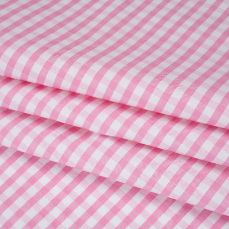 Cotton Oxford Shirting - Light Pink and White Gingham Checks - Deadstock