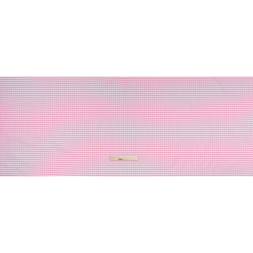 Cotton Oxford Shirting - Light Pink and White Gingham Checks - Deadstock