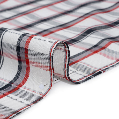 Cotton Woven - Midnight Blue, Red and White Plaid - Deadstock
