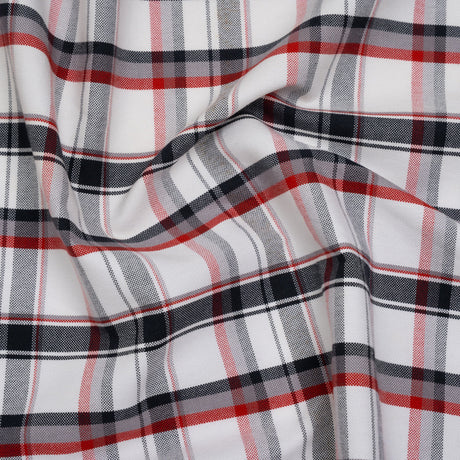 Cotton Woven - Midnight Blue, Red and White Plaid - Deadstock