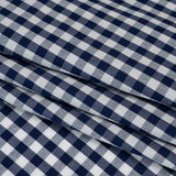 Cotton Gingham Shirting - Dark Teal Blue and White Checks - Deadstock