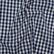 Cotton Gingham Shirting - Dark Teal Blue and White Checks - Deadstock