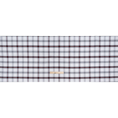 Cotton Oxford Shirting - Midnight Blue, Red and White Plaid - Deadstock