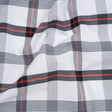 Cotton Oxford Shirting - Midnight Blue, Red and White Plaid - Deadstock