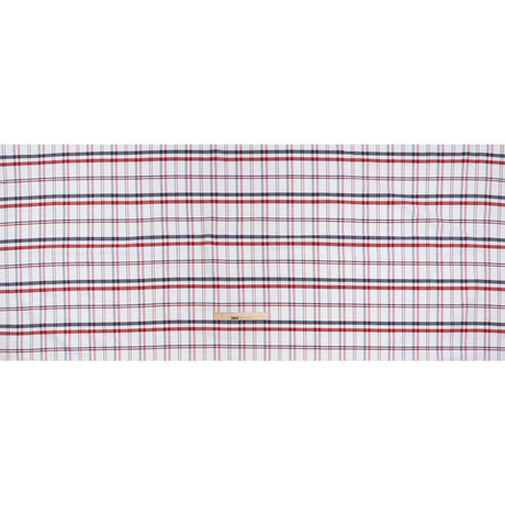 Cotton Oxford Shirting - Red, Navy and White Plaid - Deadstock