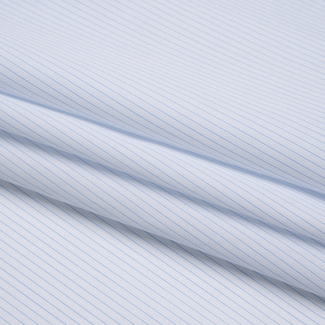 Cotton Shirting - Sky Blue and White Pinstripes - Designer Deadstock