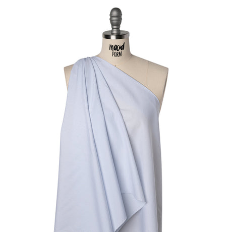 Cotton Shirting - Sky Blue and White Pinstripes - Designer Deadstock