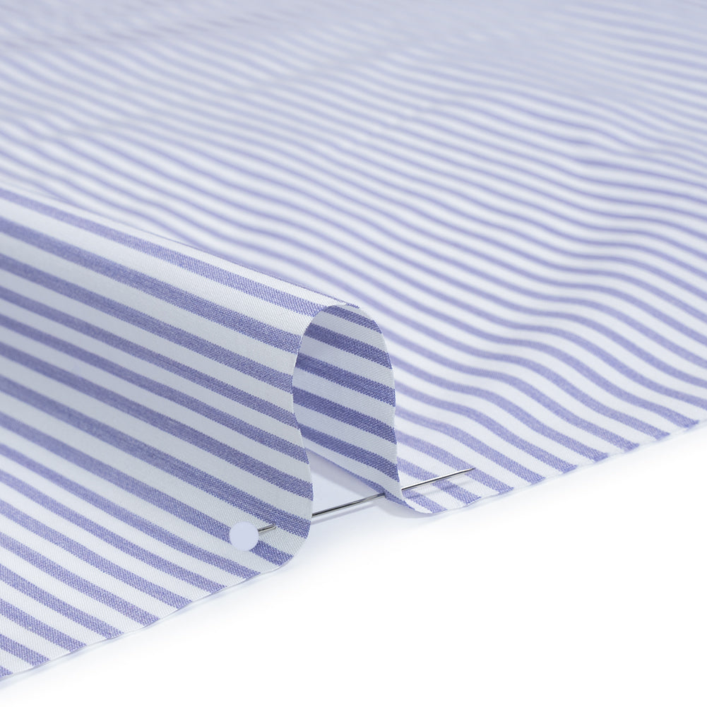 Cotton Shirting - Light Blue and White Candy Stripes - Deadstock