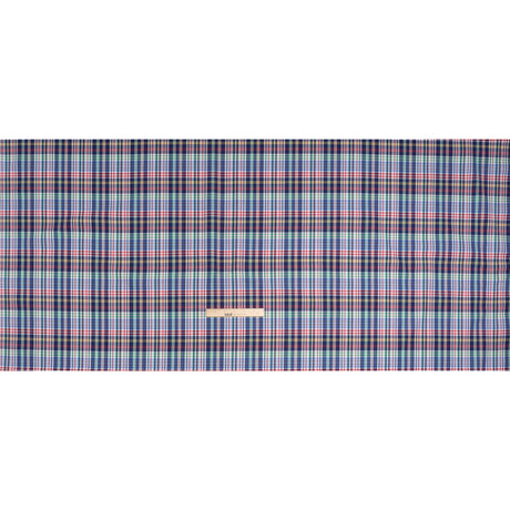 Cotton Twill Shirting - Blue, Green and Red Plaid - Deadstock