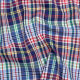 Cotton Twill Shirting - Blue, Green and Red Plaid - Deadstock