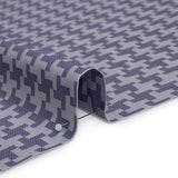 Cotton Twill Shirting - Dark Blue and White Geometric Pinwheels - Deadstock