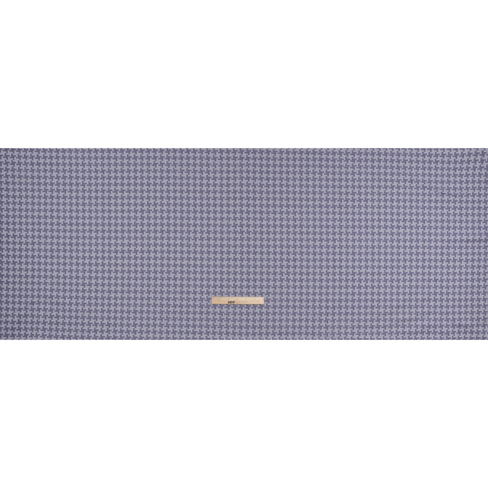 Cotton Twill Shirting - Dark Blue and White Geometric Pinwheels - Deadstock