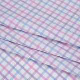 Cotton Twill Shirting - Baby Pink, Lavender and Light Blue Checks - Deadstock