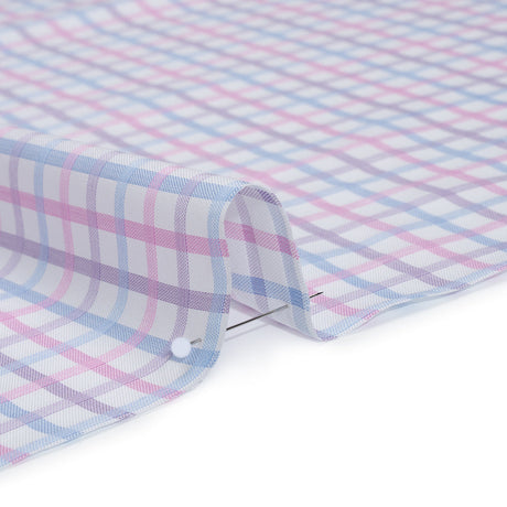 Cotton Twill Shirting - Baby Pink, Lavender and Light Blue Checks - Deadstock