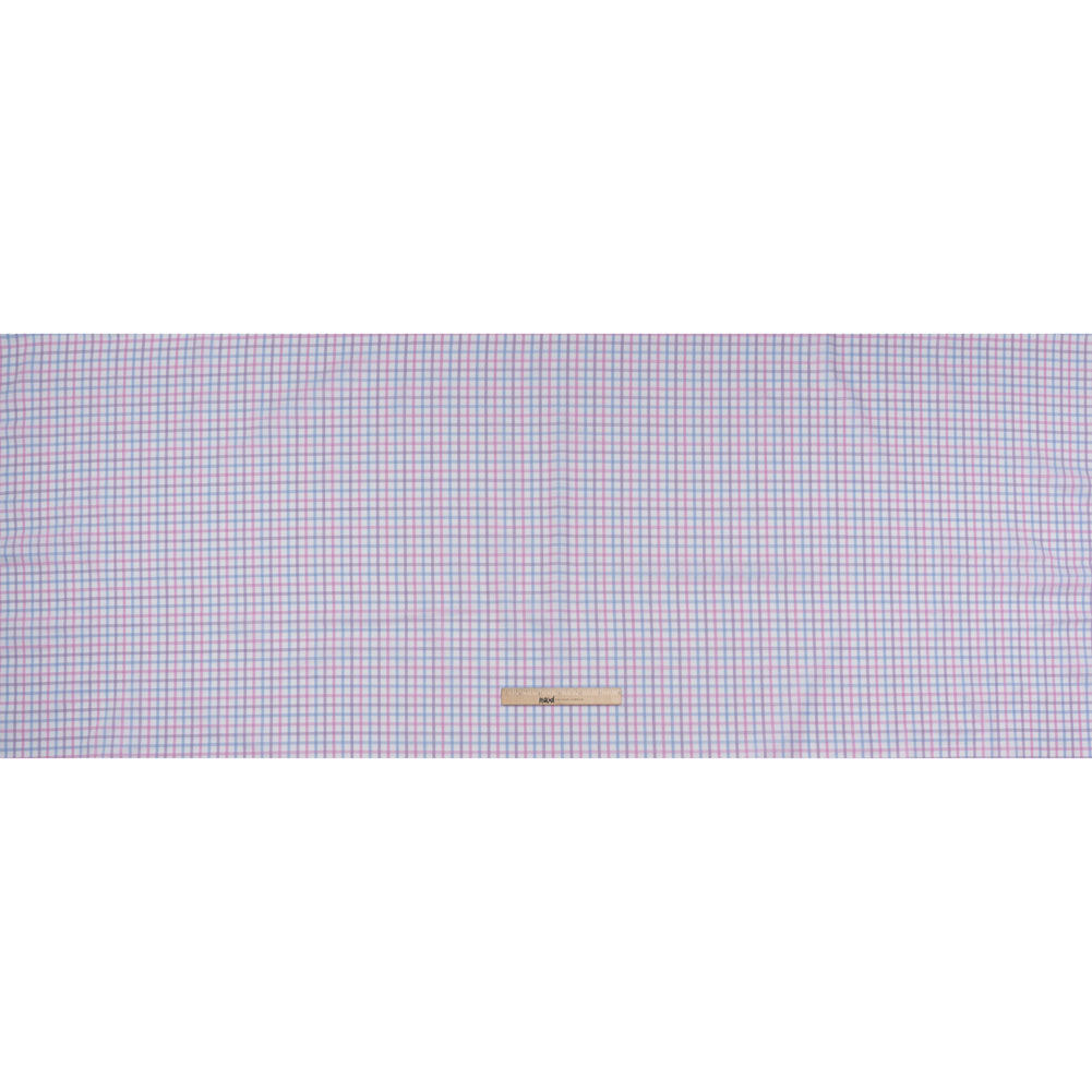 Cotton Twill Shirting - Baby Pink, Lavender and Light Blue Checks - Deadstock