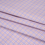 Cotton Twill Shirting - Light Purple, Peachy Orange and White Checks - Designer Deadstock