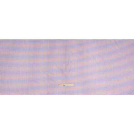 Cotton Twill Shirting - Light Purple, Peachy Orange and White Checks - Designer Deadstock