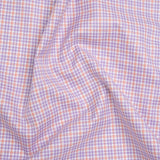 Cotton Twill Shirting - Light Purple, Peachy Orange and White Checks - Designer Deadstock