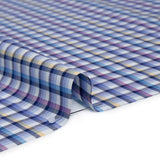 Cotton Twill Shirting - Blue, Magenta and Yellow Plaid - Deadstock