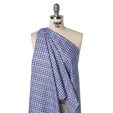 Cotton Twill Shirting - Blue, Magenta and Yellow Plaid - Deadstock