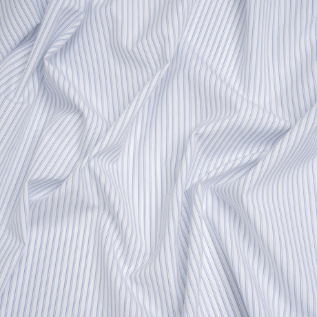 Cotton Shirting - Blue and White Shaded Stripes - Designer Deadstock
