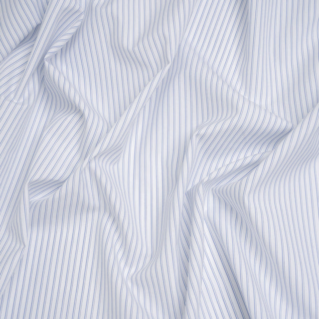 Cotton Shirting - Blue and White Shaded Stripes - Designer Deadstock