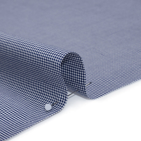 Cotton Gingham Shirting - Navy and White Tiny Checks - Designer Deadstock