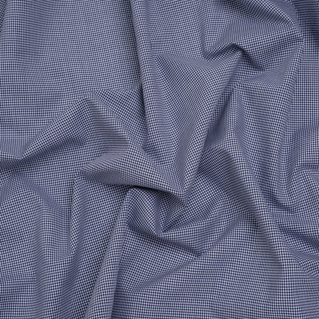 Cotton Gingham Shirting - Navy and White Tiny Checks - Designer Deadstock